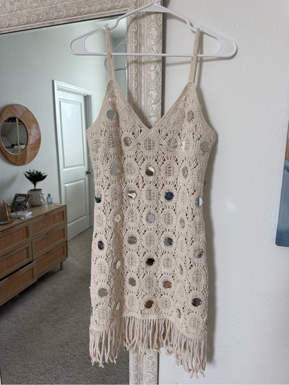 Zara fringed mirror knit dress